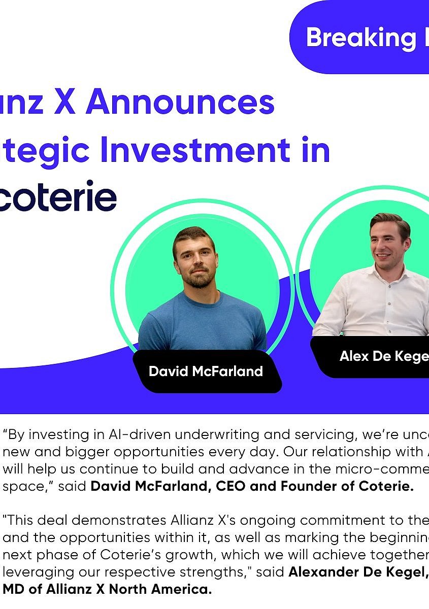 Allianz X announces strategic investment in Coterie Insurance. ↗